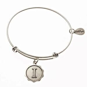 Bella Ryann I Adjustable Expandable Silvertone Wire Bangle Bracelet Initial
